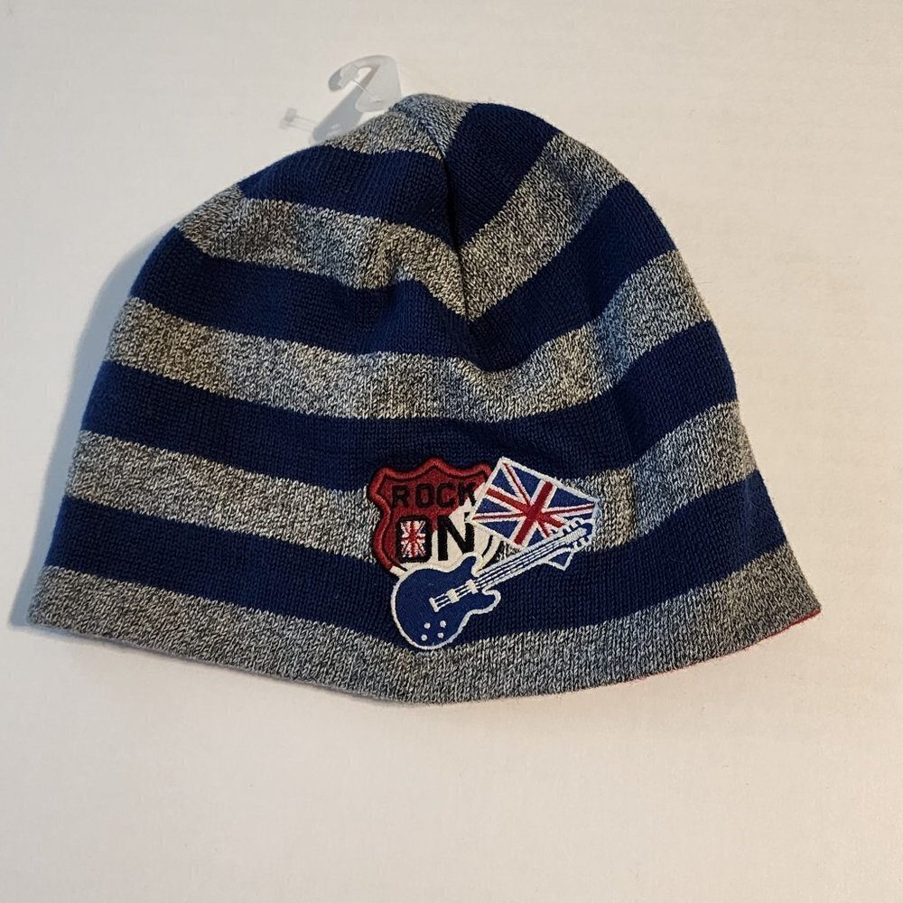 Gymboree Rock On boy hat size 5-7 New Stripes Guitar